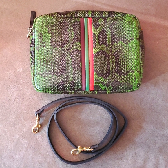 Clare V Handbags - Clare V green snake midi sac
